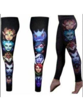 Welovefine Women's Black & Purple Dota 2 Hero Pixelated Leggings Size Large
